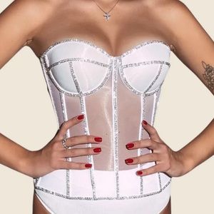 Secret form bra corset top with rhinestones